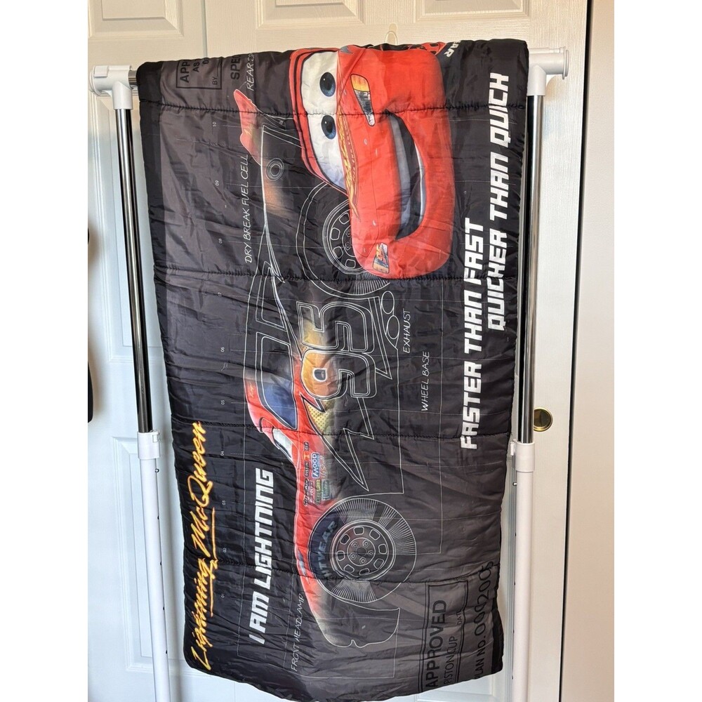 Disney Pixar Kids Boy Sleeping Bag Cars Lightening McQueen Black Red Storage bag